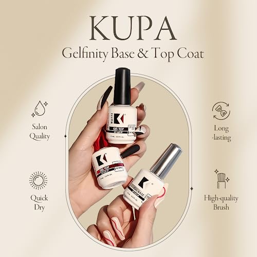 KUPA GelFinity - Soak Off Gel - Top Coat Glossy Finish (No-Wipe) 0.5 Fl Oz