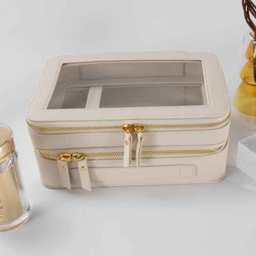 SANHECUN Clear Travel Toiletry bag Toiletry Case Carry on Travel Accessories Bag Makeup Bag(White, SHC-TL-2)