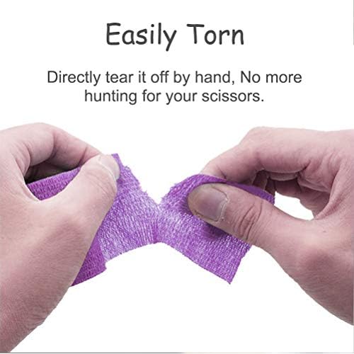 VideoPUP Tattoo Grip Tape Pink,24pcs Disposable Cohesive Tattoo Grip Cover Elastic Bandage Handle Grip Tube for Tattoo Machine Tattoo Grip Accessories, Purple