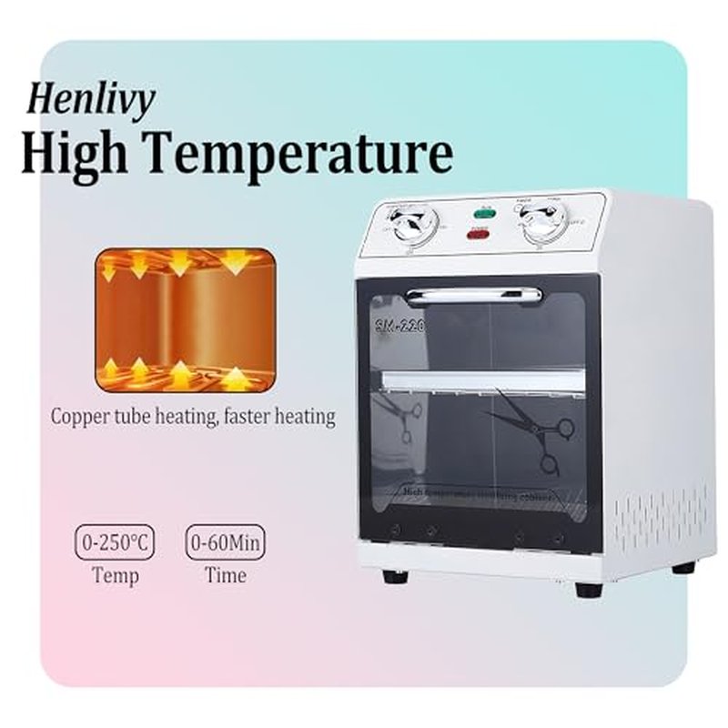 High Temperature Sterilizer, 8L Large Capacity Dry Heat Sterilizer, Max. Temperature 220¡É, With Temperature Control & Timer, For Hair Salon Spa Nail Salon, Tool Sterilizer