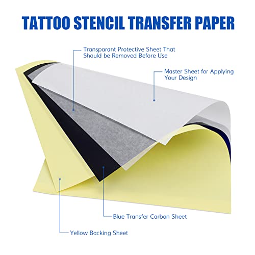 LIUMATE Tattoo Transfer Paper, 100 Sheets Tattoo Stencil Paper A4 Size, Stencil Paper for Tattooing 4 Layers, Thermal Stencil Paper DIY Tatt¥ï¥ï Tracing Paper for Tattoo Transfer Kit Tattoo Supplies
