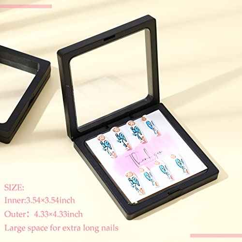 meekoo 30 Pcs Press on Nail Packaging Box with 90 Pcs Adhesive Double Sided Tape Artificial Nail Display Case Storage Container Box Acrylic Packaging Organizer for Art Home Salon(Black)