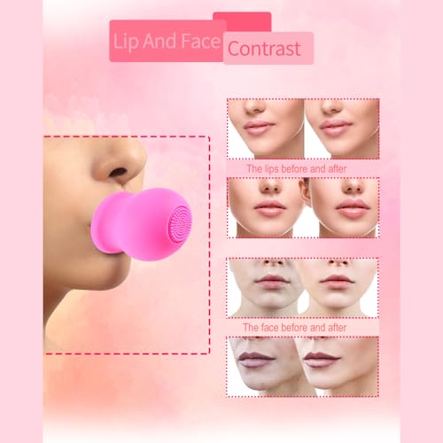 Lip Plumper Device With Face Clean Massage Brush Soft Lip Plumping Quickly Natural Pout Mouth Plumping Tool Beauty Pump Sexy Lip Bigger Mouth Lips Enhancer Lip Plumper Tool (Purple)