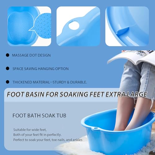 JOYMAY Foot Soaking Bath Basin, Soaking Tub, Large Basin, Feet Pedicure|Foot Massager, Ideal for Relaxation & Stress Relief - Perfect for Home & Spa Use (Blue)