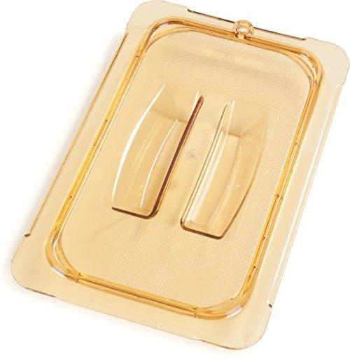 Carlisle FoodService Products 10490U13 StorPlus High Heat Universal Handled Food Pan Lid, Quarter Size, Amber