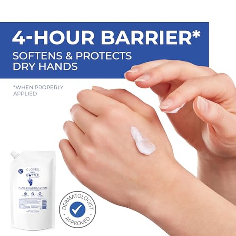 Gloves In A Bottle 32 oz Refill Pouch ? Unscented Shielding Lotion | Fast Relief for Dry, Cracked Skin & Eczema | Non-Toxic, Hypoallergenic, Fragrance-Free Hand & Body Moisturizer ? Bulk Size