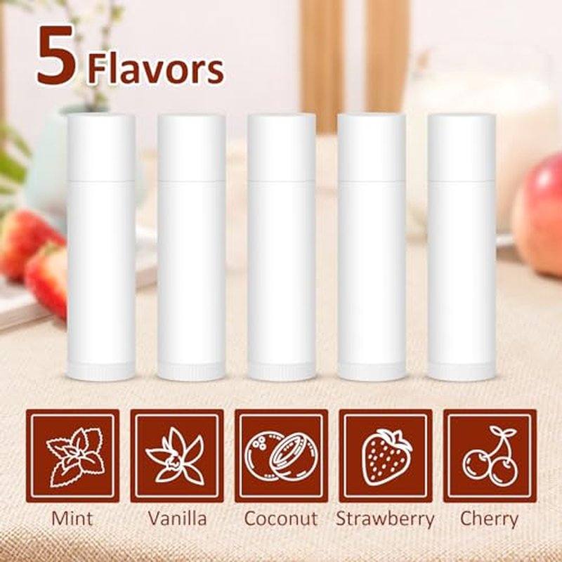 120 Pack Lip Balm Unlabeled, Natural Lip Balm Bulk Blank Tube, Personalized Lip Balms for Party Favors Adults and Bridal Shower Favors or Baby Shower Gifts-5 Flavors