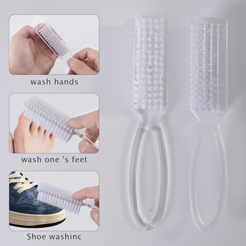 Yebeauty Nail Brush Fingernail Cleaner, 4 Pack Hand Scrub Cleaning Brush Plastic Hand Finger Toes Scrubbing Brush, Pedicure Nail Scrubber,Clear