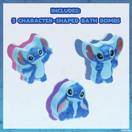 Stitch Bath Bombs for Kids, Fun Bright Rainbow Colors, Raspberry Scented for Kids, Ages 3+, by Townley Girl
