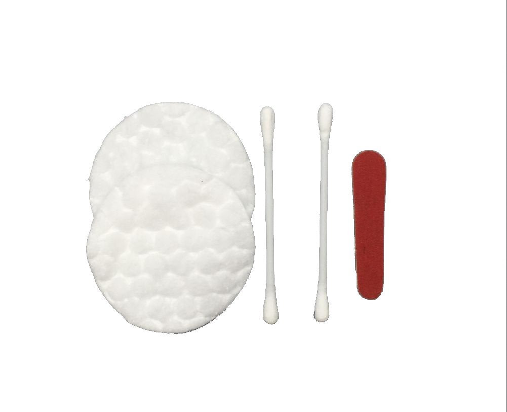 ECO amenities Cotton Rounds Travel Set - Individually Wrapped Cotton Swabs - Disposable Nail File Kit - Bulk Hotel Vanity Kit - 500-Piece Set, White
