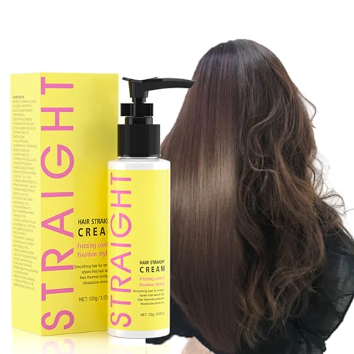 gowwim Hair Straightener Cream,Keratin Hair Treatment Straightening,Smooths Frizz, Curly Hair Becomes Straight in 5mins,Used With Hair Straightener,3.38Oz(100g£©, White