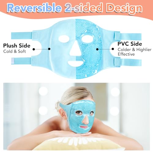 XPCARE Colding Ice Face Mask and Cooling Eye Mask for Puffy Eyes & Migraine Relief, Gel Eye Mask, Cool Face Masks for Dark Circles, Eye Surgery, Sleeping, Pressure, Headaches, Skin Care