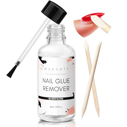Makartt Nail Glue Remover for Press on Nails - 30ML Glueoff Easy Removal Versatile Debonder for Glue on Tips, Regular Polish, Quick Glues and Semi-Cured Sticker DIY Manicure Supply