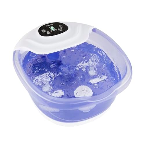 HoMedics Salt-N-Soak Footbath with Heat Boost and Soaking Salt Starter Kit, 4 Soothing Massage Rollers, Toe-Touch Controls, Splash Guard, Bubble, Vibration Massage, Bath Salt Dispenser, LED Display