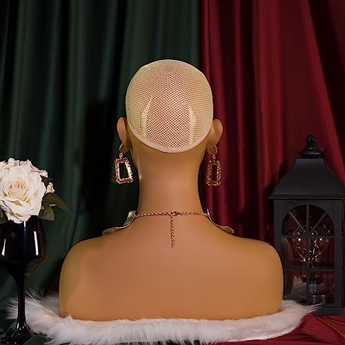 Realistic Female Mannequin Head with Shoulders Manikin Wig Head Stands for Wigs,Makeup,Jewerly,Beauty Accessories Displaying DX 410