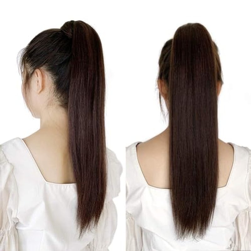 ABH AMAZINGBEAUTY HAIR Ponytail Hair Extensions for Women Remy Human Hair Jet Black Color #1 Wrap in Easy to Use 80 Gram 16 Inch