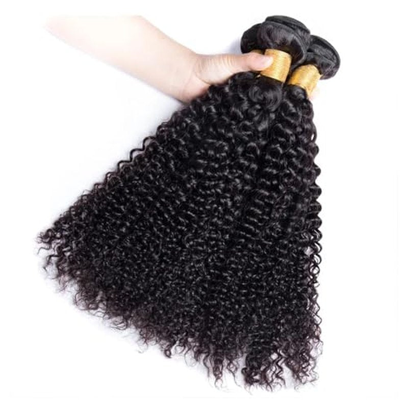 Kinky Curly Bundles Human Hair Natural Black Afro Curly Human Hair Bundles 16 18 20 Inch Unprocessed Remy Hair Extensions Ultra Soft No Tangle Double Weft Deals