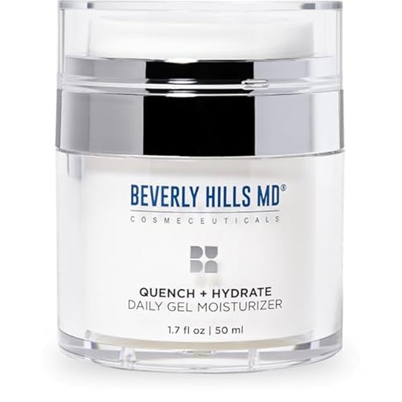 Beverly Hills MD Quench + Hydrate Daily Gel Moisturizer- Visibly Smooth, Plump, Hydrate Face & Neck for Wrinkles, Sagging- Skin Smoothing & Re-Energizing- Visibly Reduce Signs of Aging w/Niacinamide