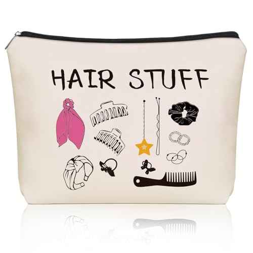 Hair Stuff Makeup Bag Gifts: Hair Accessories Themed Cosmetic & Toiletry Organizer Pouch For Teen Girls & Women Hairstylist Sisters, Friends.Ideal Gift For Travel, Birthdays, & Christmas.