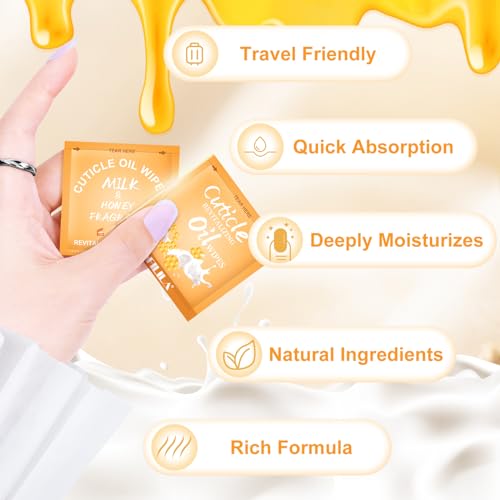 NXJ INFILILA Cuticle Oil for Nails 3.3 Fl Oz, 100Pcs Mini Cuticle Oil Bulk, Hydrating Cuticles Care Product Ttravel Size Nail Honey, Cuticles Repair and Nails Care (Milk & Honey) (100 PCS)
