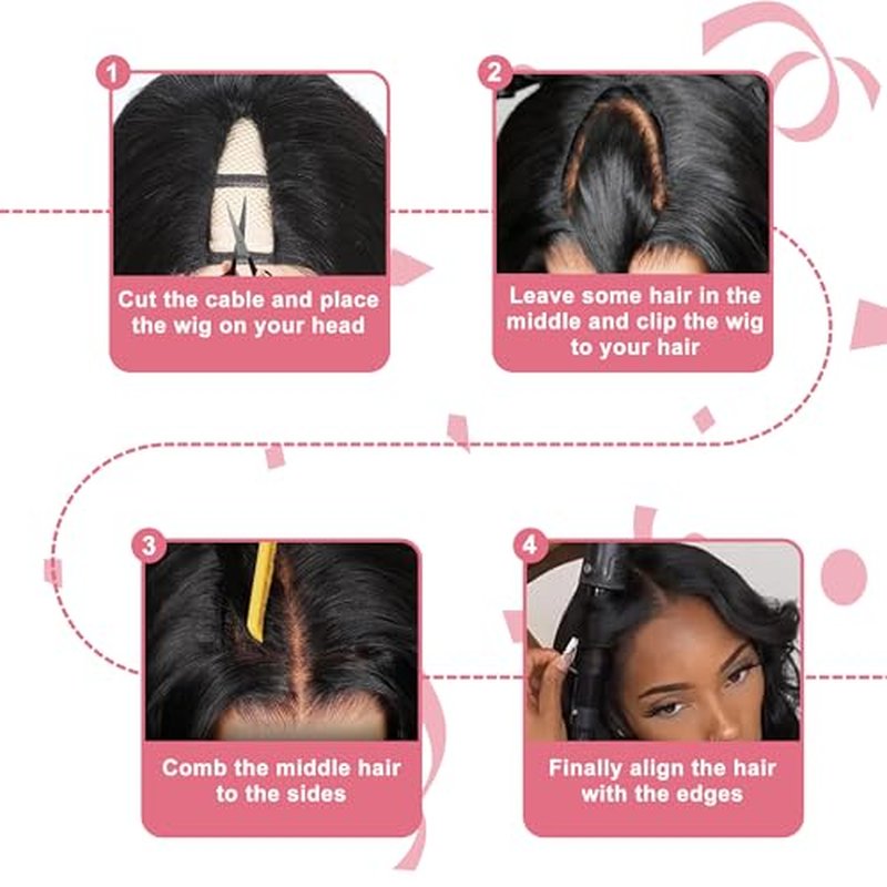 V Part Wig Human Hair Body Wave 100% Real Human Hair Upgrade U Part Human Hair Wig 180% Density Beginner Friendly Natural Color (22 inch)