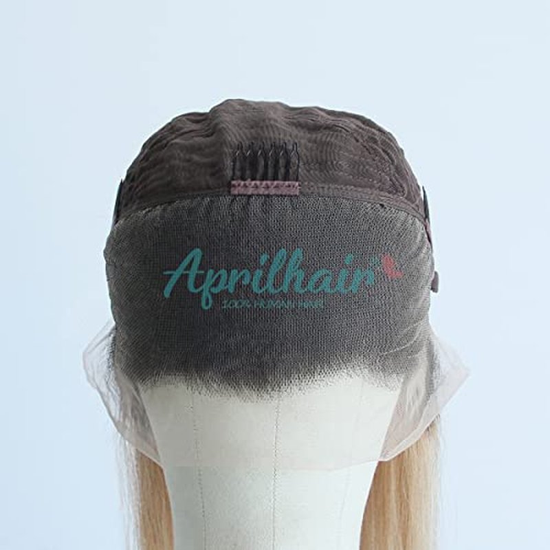 Pre-plucked Ombre #1B/27 Dark Root Honey Blonde Ear To Ear Lace Front Wigs Straight Glueless 150% Density Brazilian Virgin Human Hair With Baby Hair Full (16" inch, Lace Front Wig Straight)
