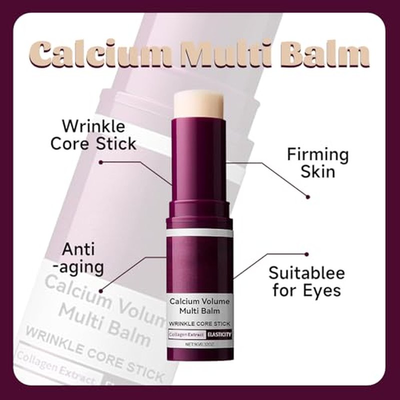 Vitaliq Cemenrete, Calcium Volume Multi Balm,Korean Collagen Moisturing Stick,Repair moisturizing Cream,Anti-aging,Hydrating,Firming Skin, Almond & Vitamin E for Neck, Face (2PCS)