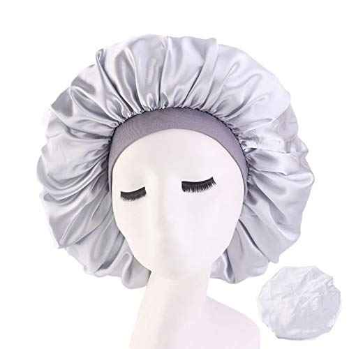 Deepth 6 Pieces Extra Large Sleep Cap Jumbo Cap Large Satin Bonnet with Comfort Elastic Band (Solid 6pack)