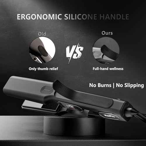 Ceramic Flat Iron Hair Straightener with 3D Floating Plate,Hair Iron Straightener with 15 Temps for Thick Hair | Ergonomic Silicone Handle | LCD Display | Dual Voltage (1 1/2 in)