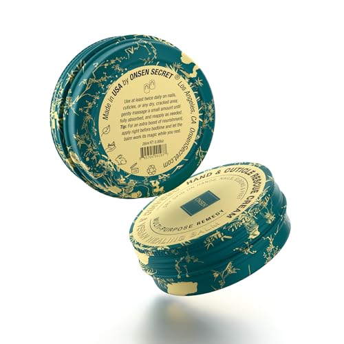 Onsen Hand & Cuticle Rescue Cream | Organic Nail Strengthener & Balm | Dry, Cracked Hands, Elbows & Feet | Shea Butter, Tsubaki & Jojoba Oil | Nail Repair & Growth, Vegan - 1 Pack (0.88 oz)