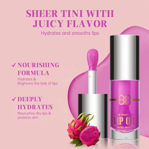 Hydrating Lip Oil, Nourishing Lip Lacquer with Non-Sticky Formula, Color Changing, 0.35 Ounce (2#, 1 Count (Pack of 1))