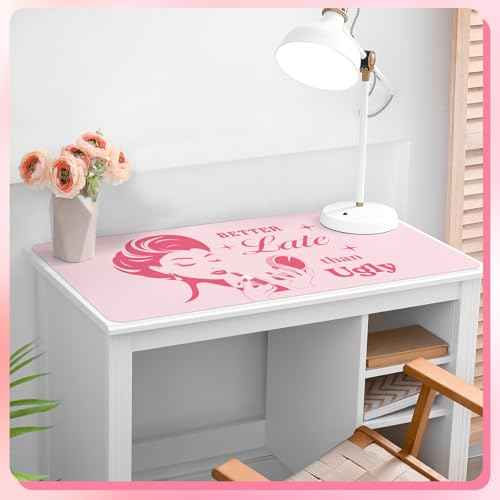 Coquette Makeup Mat for Vanity Top Protector, Dual Sided Leather Vanity Mat Waterproof Mouse Pads Dressing Desk Makeup Table Cover Nonstick Countertop for Women