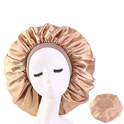 Deepth 6 Pieces Extra Large Sleep Cap Jumbo Cap Large Satin Bonnet with Comfort Elastic Band (Solid 6pack)