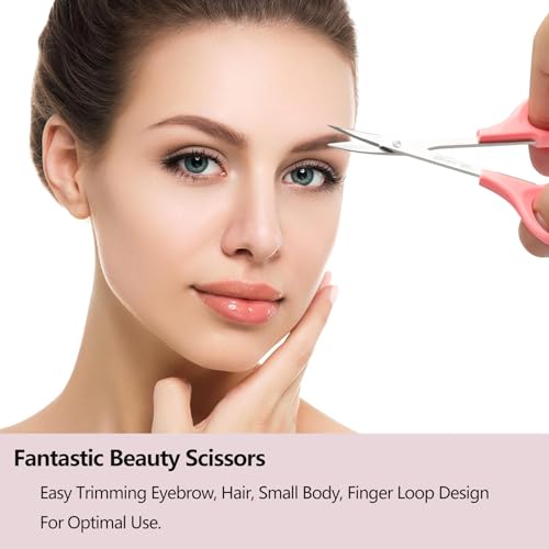 2 Pcs Eyebrow Scissors for Women£¬ Small Scissors Beauty for Facial Hair, Beard, Ear, Nose, Moustache£¬ Stainless Steel