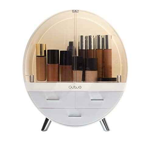 Elegant Dustproof Makeup Storage Organizer Box, Waterproof Medium Cosmetics Organizer Storage with Drawers Skincare Cosmetic Display Cases for Countertop Bathroom Dresser Dedroom