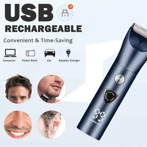 Body Hair Trimmer for Men - Electric Male Hygiene Grooming Shaver - Hair Razor Nose Trimmer Clippers - 3 in 1 Groin Groomer IPX5 Waterproof LED Display Remover for Chest Back Armpit