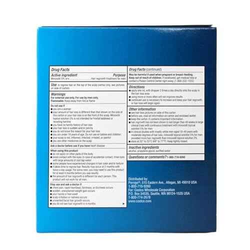 Kirkland Men Hair Loss Regrowth Revitalizes Hair Follicles 5% Minoxidil Topical Solution 3 Months Supply Size 3 X 2 Fl. Oz (60 Ml) Original