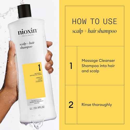 Nioxin System 1 Scalp + Hair Thickening Shampoo | For Natural Hair with Light Thinning | Strengthen Against Breakage with Niacinamide & Biotin