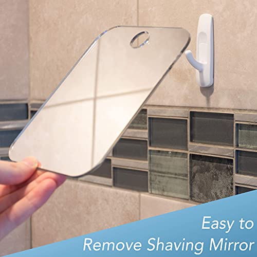 Shave Well Deluxe Anti-Fog Shaving Mirror | Fogless Hanging Bathroom Shower Mirror with Handheld Option for Men and Women | Includes Long-Lasting Removable Adhesive Hook for Wall