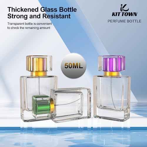 6 Pack Refillable Perfume Atomizer 50ml 1.7oz Large Perfume Bottle for Essential Oils, Perfumes,Empty Clear Glass Mist Spray Bottle for Traveling and Outgoing
