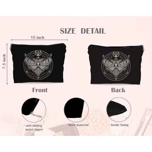 Moth Dead Head Makeup Bag, Witchy Gifts Witch Stuff Makeup Bag Cosmetic Bags for Women, Gothic Small Makeup Cosmetic Bag for Purse