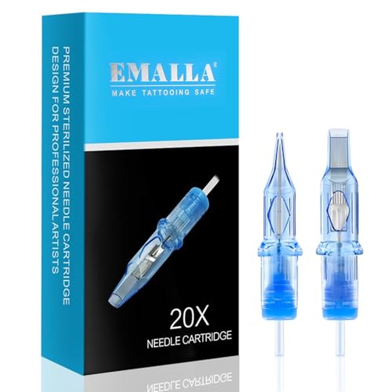 Emalla ELIOT Tattoo Cartridge Needles, 20Pcs Premium Tattoo Needles #10 Bugpin Curved Magnum Tattoo Cartridges 1023CML Tattoo Needles Diameter 0.30mm Long Taper 5.0mm for Machine Tattoo Supplies