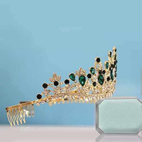 Gold Tiaras Crystal Wedding Bridal Crown for Women Baroque Queen Crown with Comb