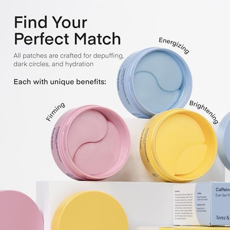 TEREZ & HONOR Peptide Collagen Under Eye Patches - 60 Korean Firming, Glowing & Hydrating Hydrogel Mask for Puffy Eyes, Dark Circles, Wrinkles, Fine Lines, Undereye Bags - Anti-Aging Eye Gel Pads