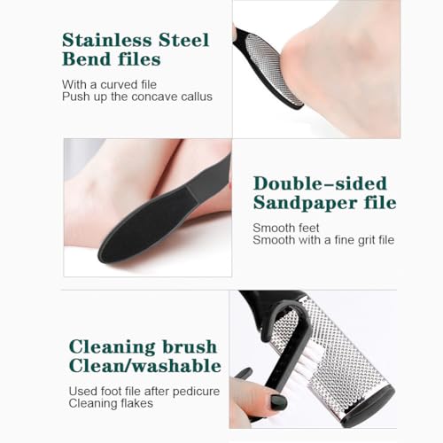 Professional Pedicure Foot Spa Set,10 in 1 Pedicure Set for Feet, Stainless Steel Foot Care Kit(Black)