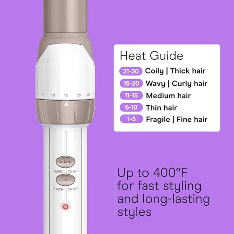 Conair Double Ceramic 1-Inch Curling Wand, Produces Flawless Waves, Curling Iron for Use on Medium and Long Hair, 30 Heat Setting Curling Iron, White