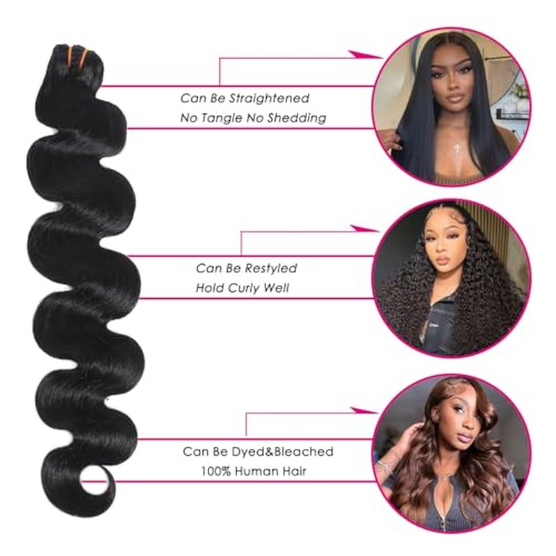 16A Raw Body Wave Human Hair Bundles Human Hair 100% Unprocessed Brazilian Boutique Virgin Hair Extensions,Double Wefts,Triple Lifespan (Body Wave 1 Bundle, 16 inch)
