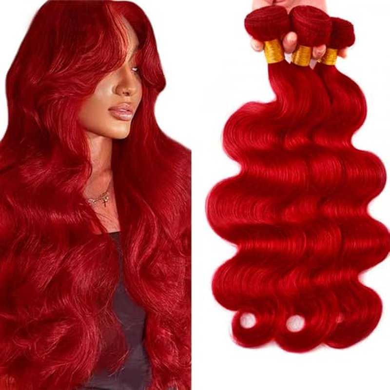 Wine Red Bundles Human Hair Burgundy Body Wave 3 Bundles 20 20 20 Inch Unprocessed Brazilian Virgin Remy Hair Double Weft Weave Human Hair Extensions