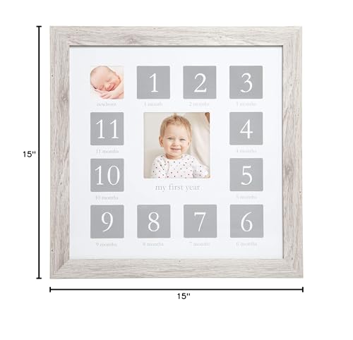 Kate & Milo My First Year Frame, Newborn To First Birthday Photo Frame, Baby Keepsake Nursery Frame, Rustic Wood