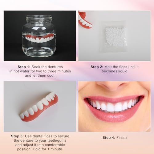 Silicone Reline Denture Set for Upper and Lower Teeth, Soft Comfortable Veneers for Men and Women